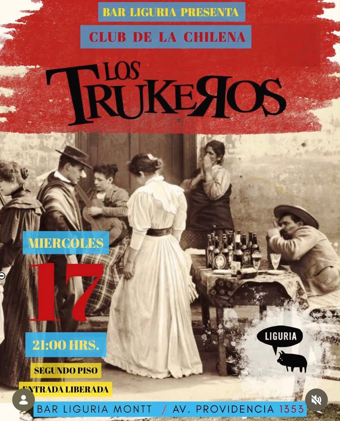 Flyer de cuecas - Los Trukeros en bar Restaurant Liguria