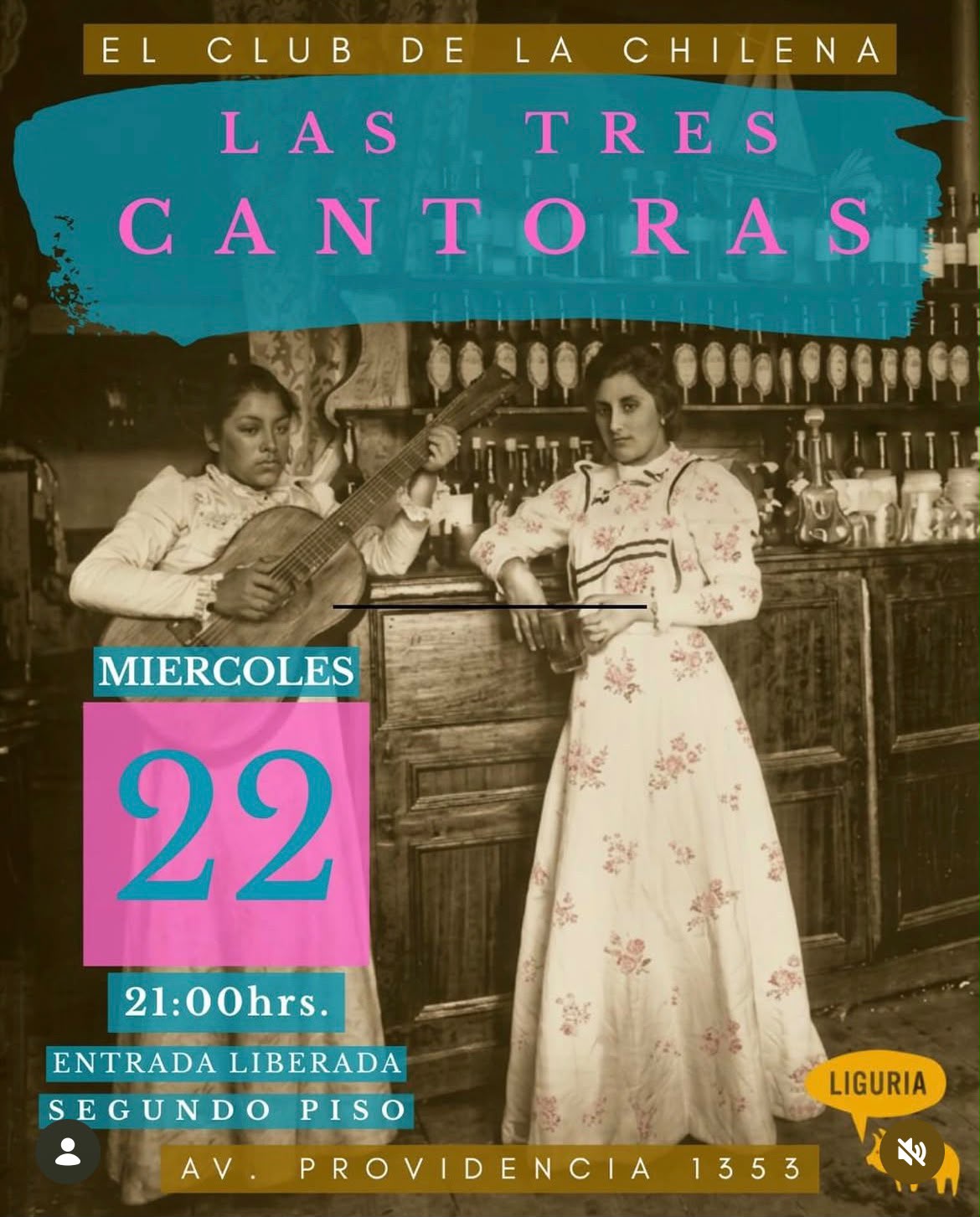 Flyer de cuecas - Las Cantoras en bar Restaurant Liguria
